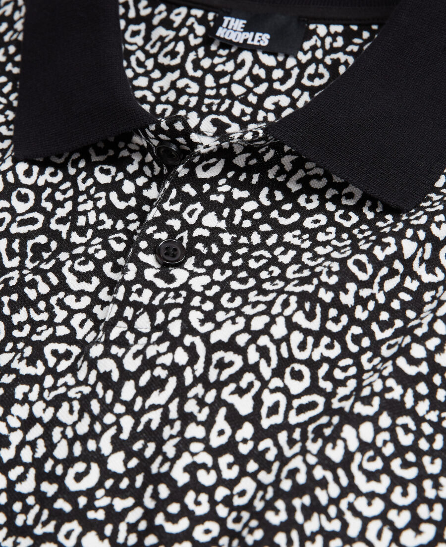 black leopard print polo