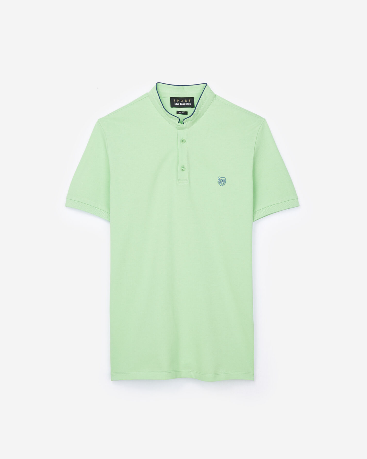 Polo coton vert pomme détails bleu marine, APPLE / DEEP SEA, hi-res image number null
