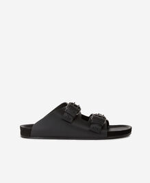 Black leather sandals | The Kooples - US