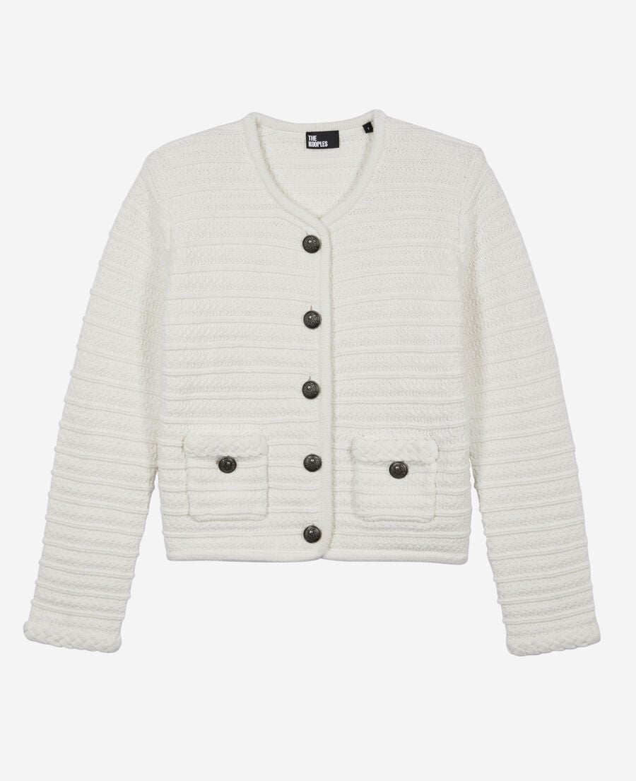The Kooples F ECRU ecru cable knit cardigan