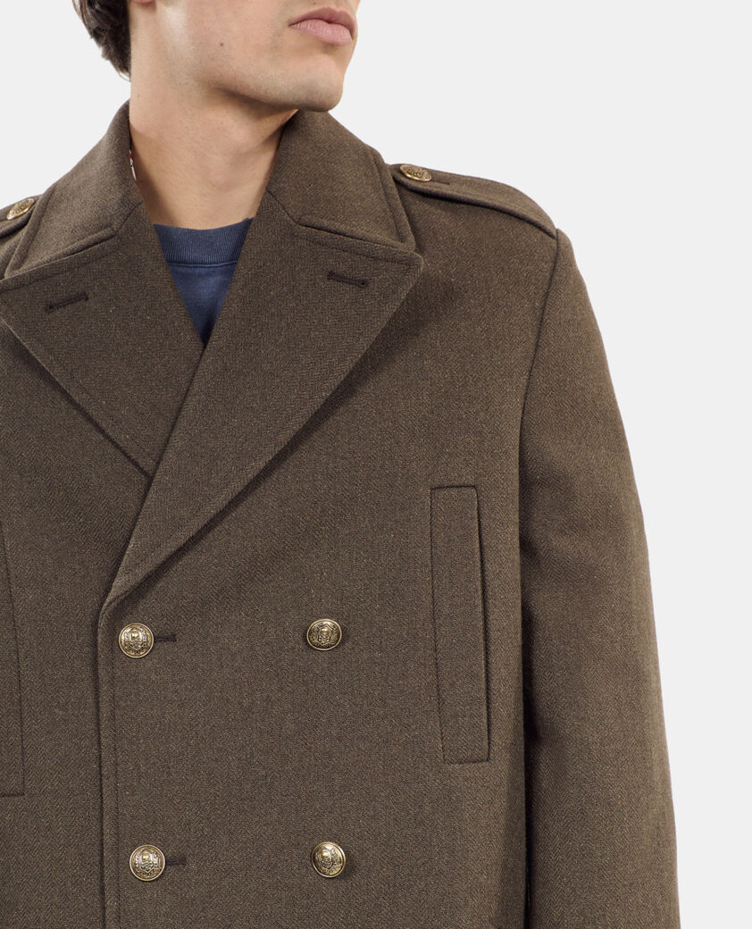 The Kooples HOMME KAKI manteau long style officier kaki