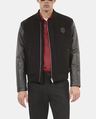 The Kooples H BLACK black double-faced wool and leather jacket