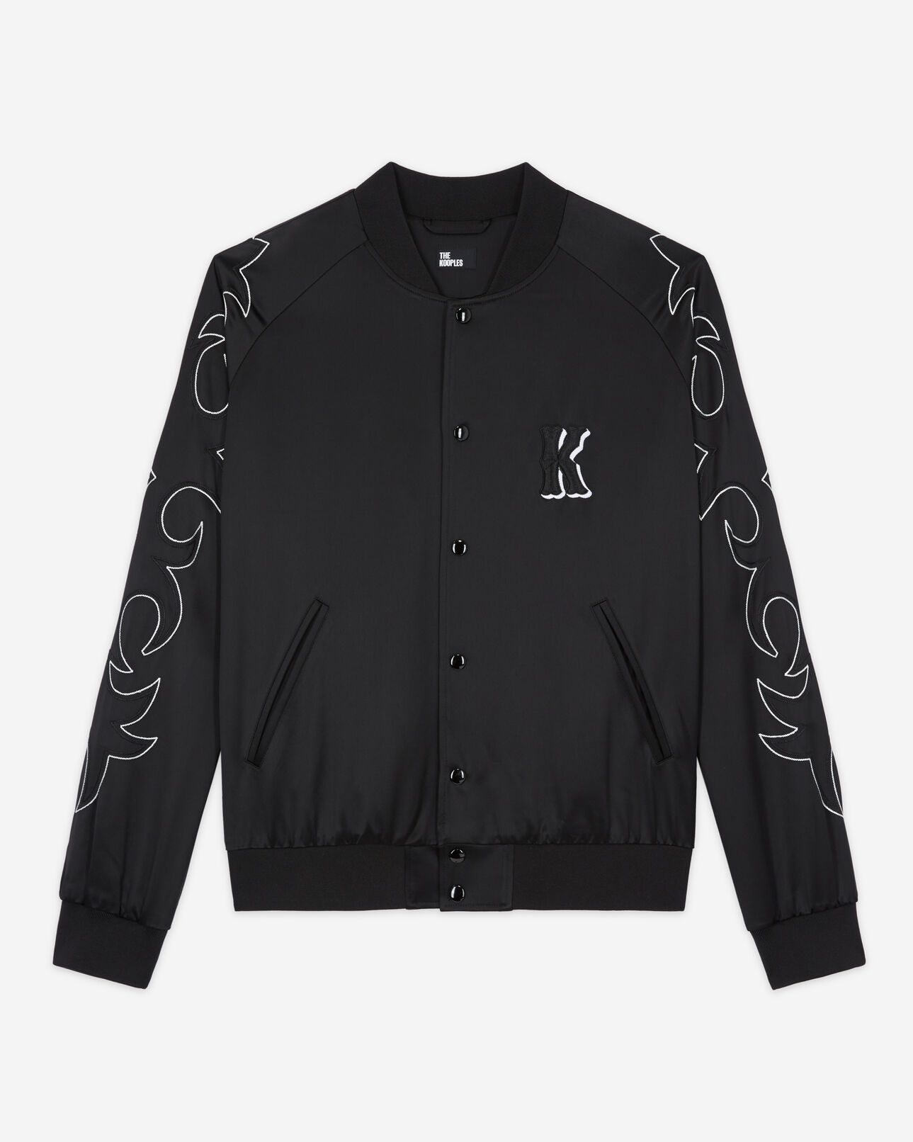 The Kooples HOMME BLACK blouson teddy noir avec broderies western
