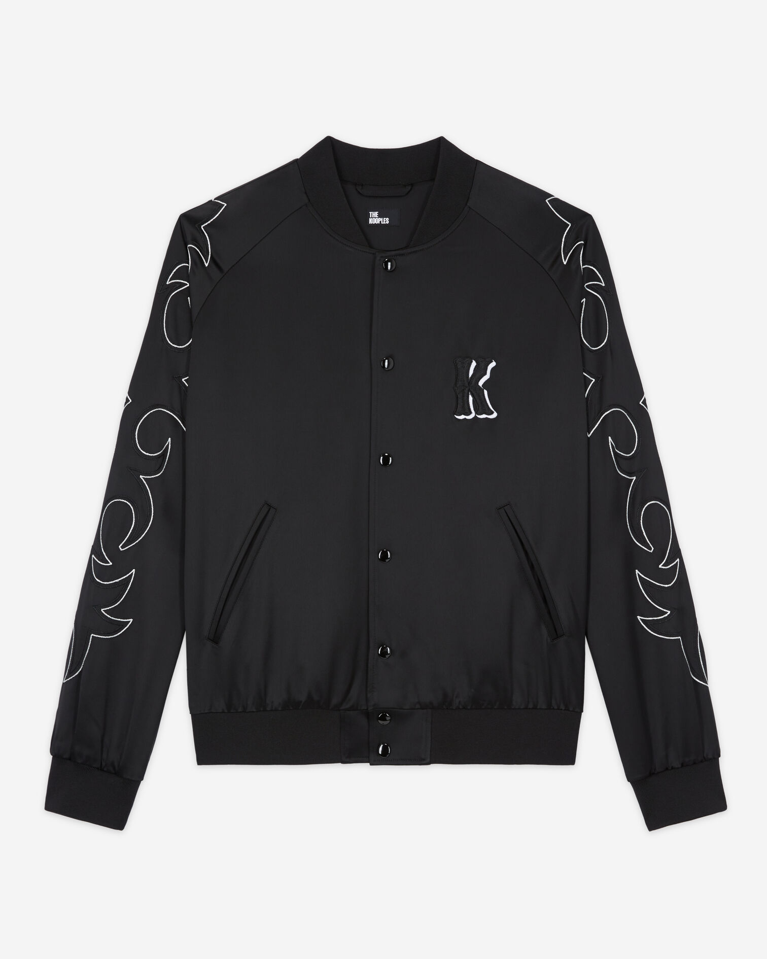Blouson Teddy noir avec broderies Western, BLACK, hi-res image number null