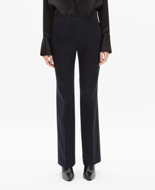 The Kooples FEMME DARK NAVY pantalon tailleur droit en laine m&eacute;lang&eacute;e marine