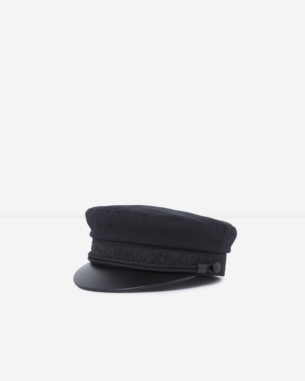 The Kooples FEMME BLACK casquette tendance noire en coton et cuir