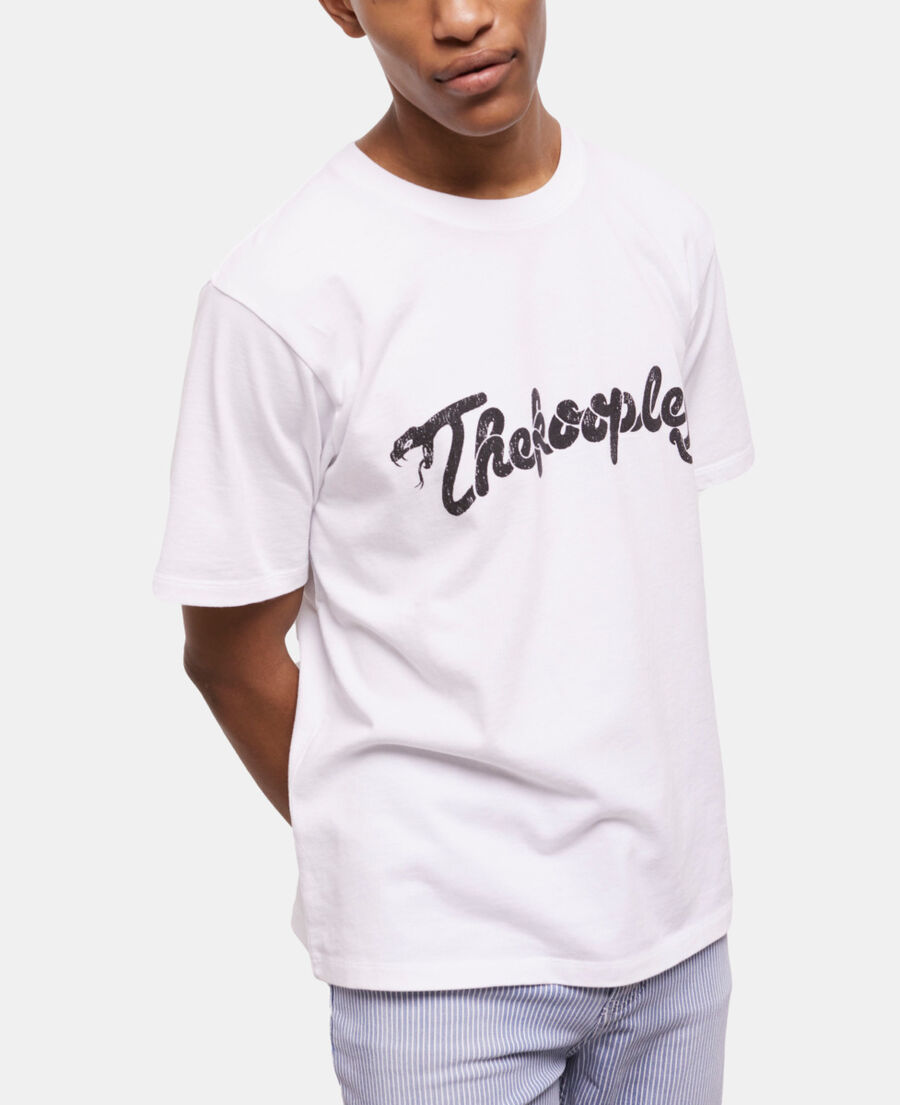 camiseta blanca serigrafiada snake logotipo