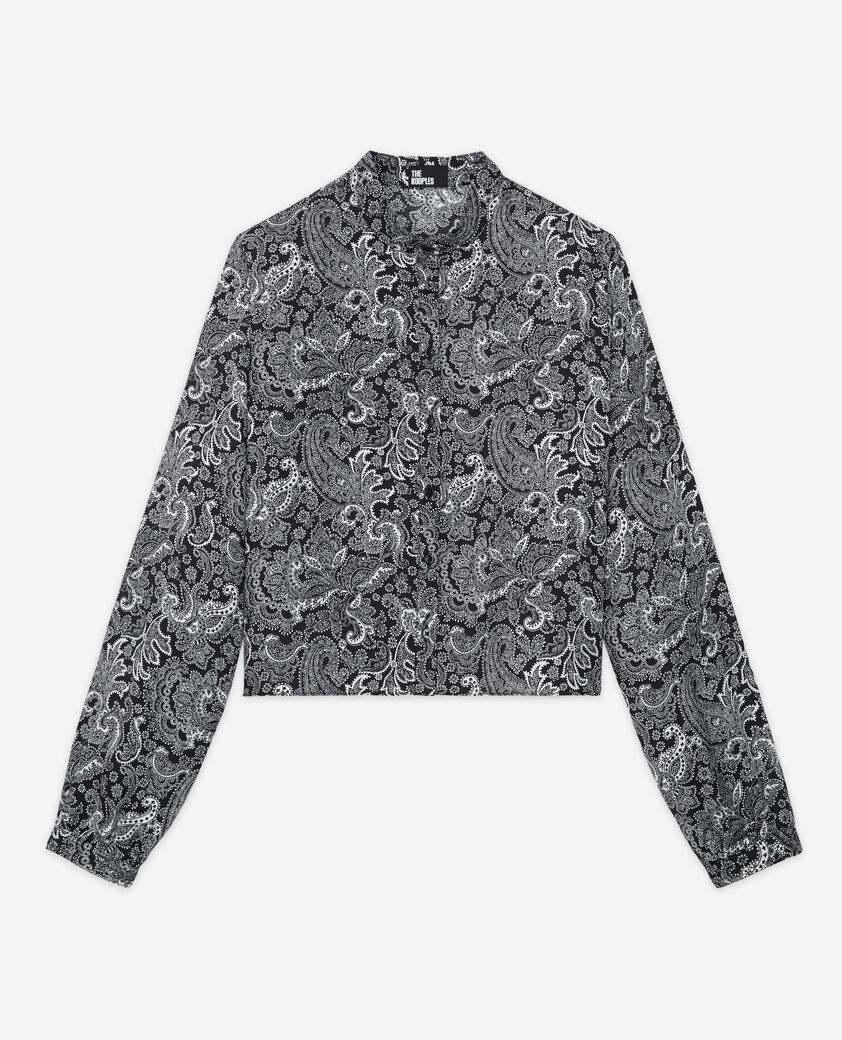 The Kooples WOMEN BLACK WHITE short black shirt