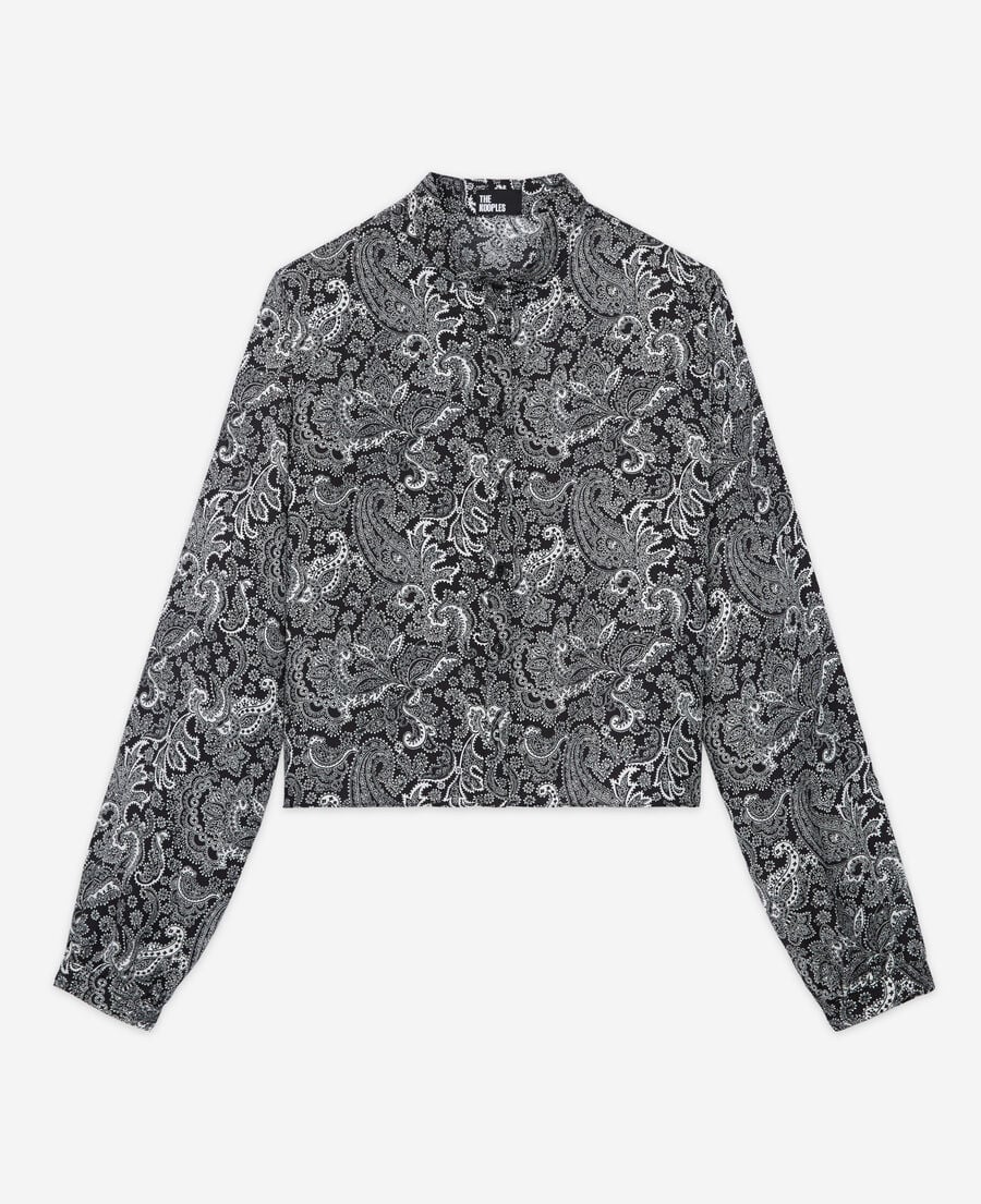 The Kooples WOMEN BLACK WHITE short black shirt