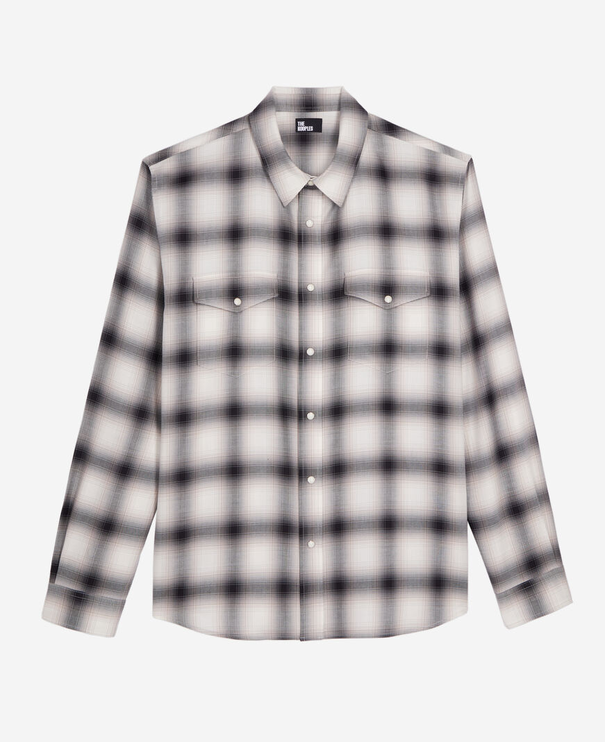 The Kooples HERREN BLACK GREY WHITE kariertes hemd