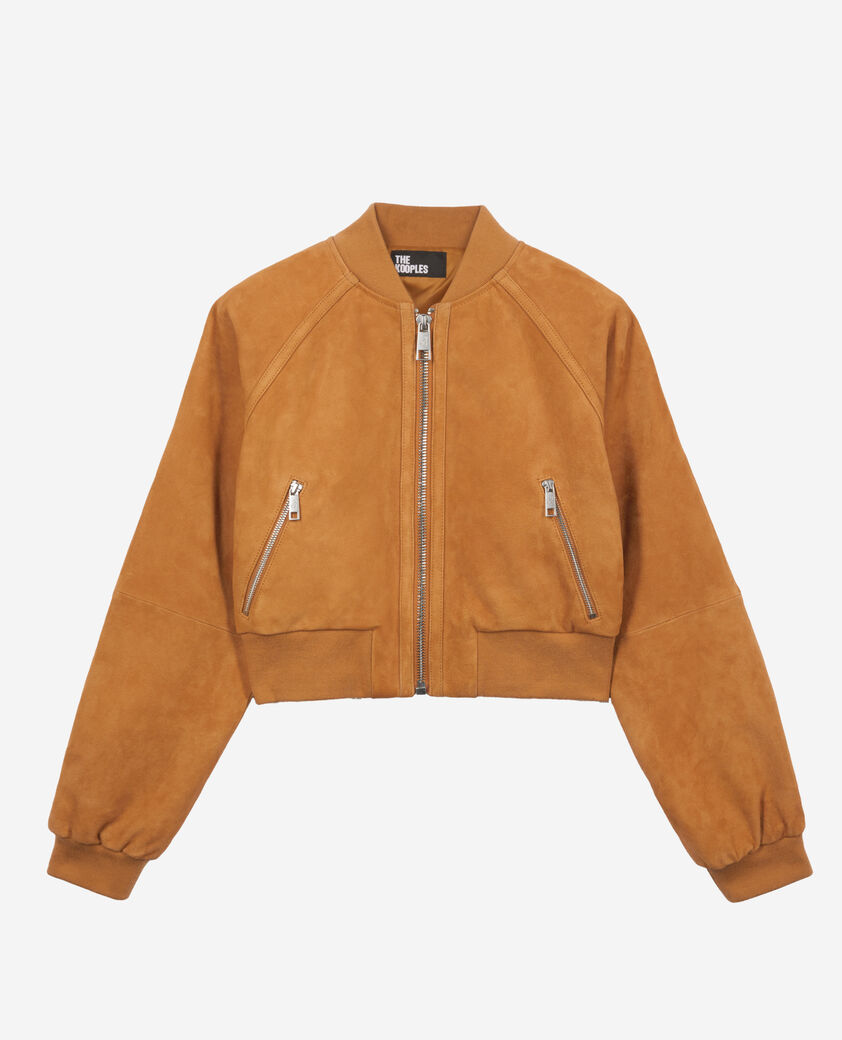 The Kooples FEMME CAMEL blouson en cuir suède camel