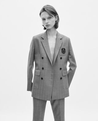 The Kooples FEMME CAMEL veste tailleur crois&eacute; en laine avec blason camel 