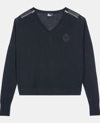 The Kooples DAMEN BLACK schwarzer pullover aus merinowolle