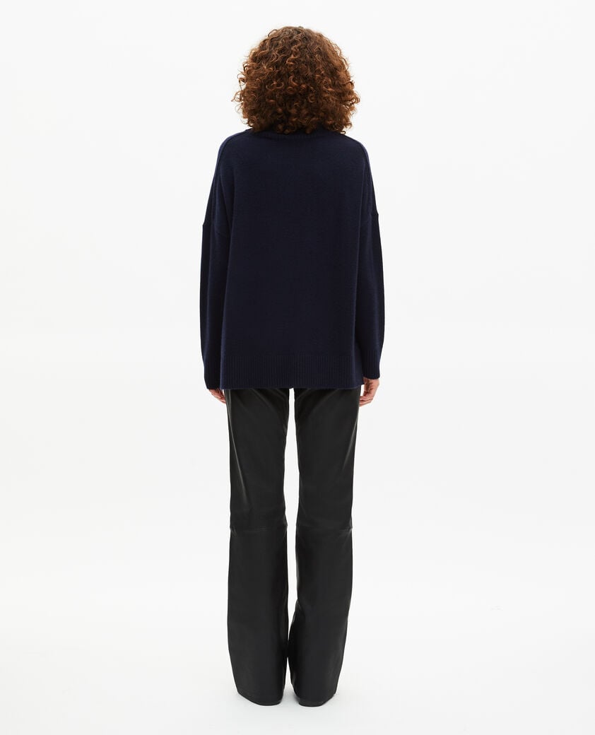 The Kooples F NAVY navy cashmere stand-up collar sweater
