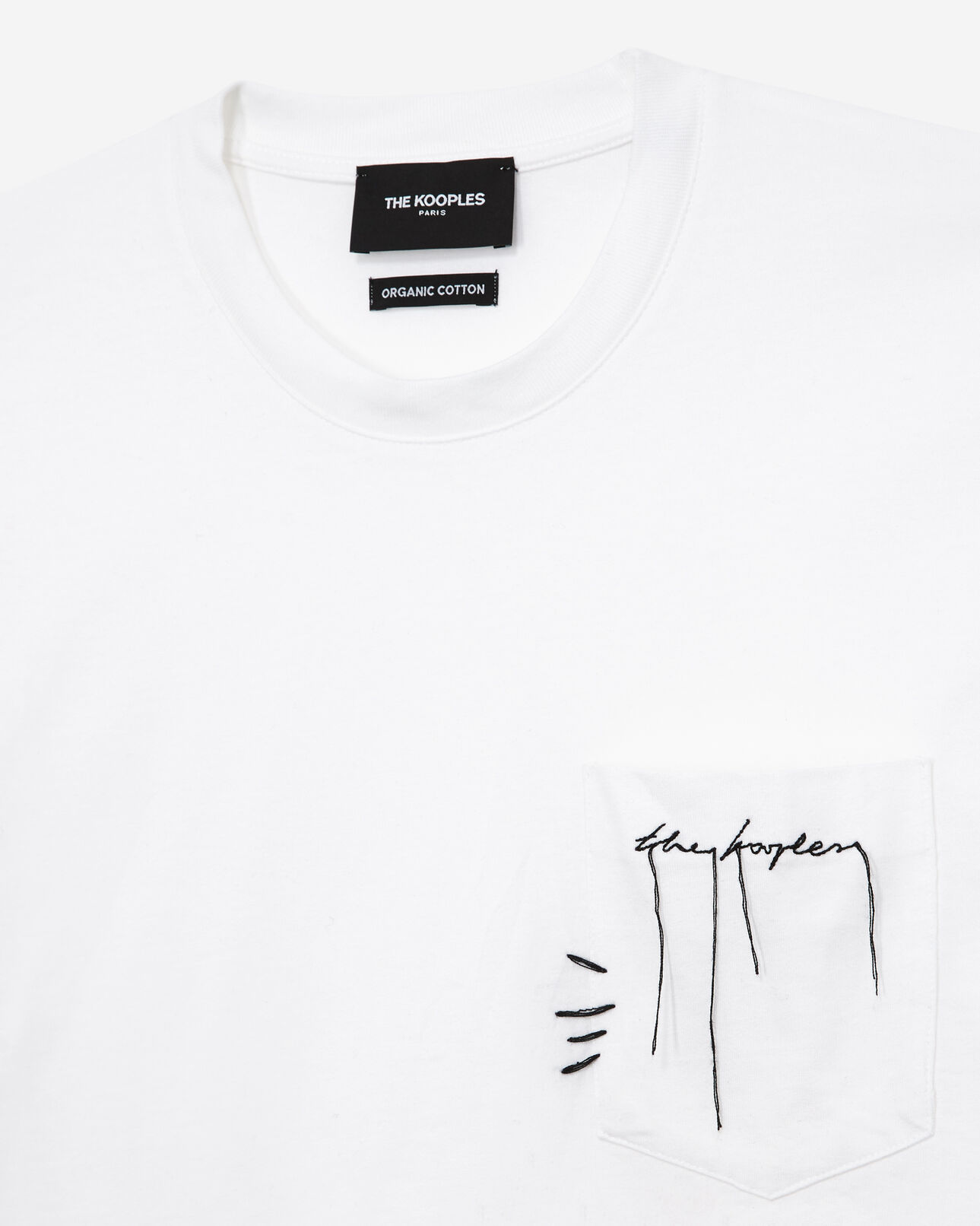The Kooples HOMME OFF WHITE t-shirt blanc coton à poche poitrine
