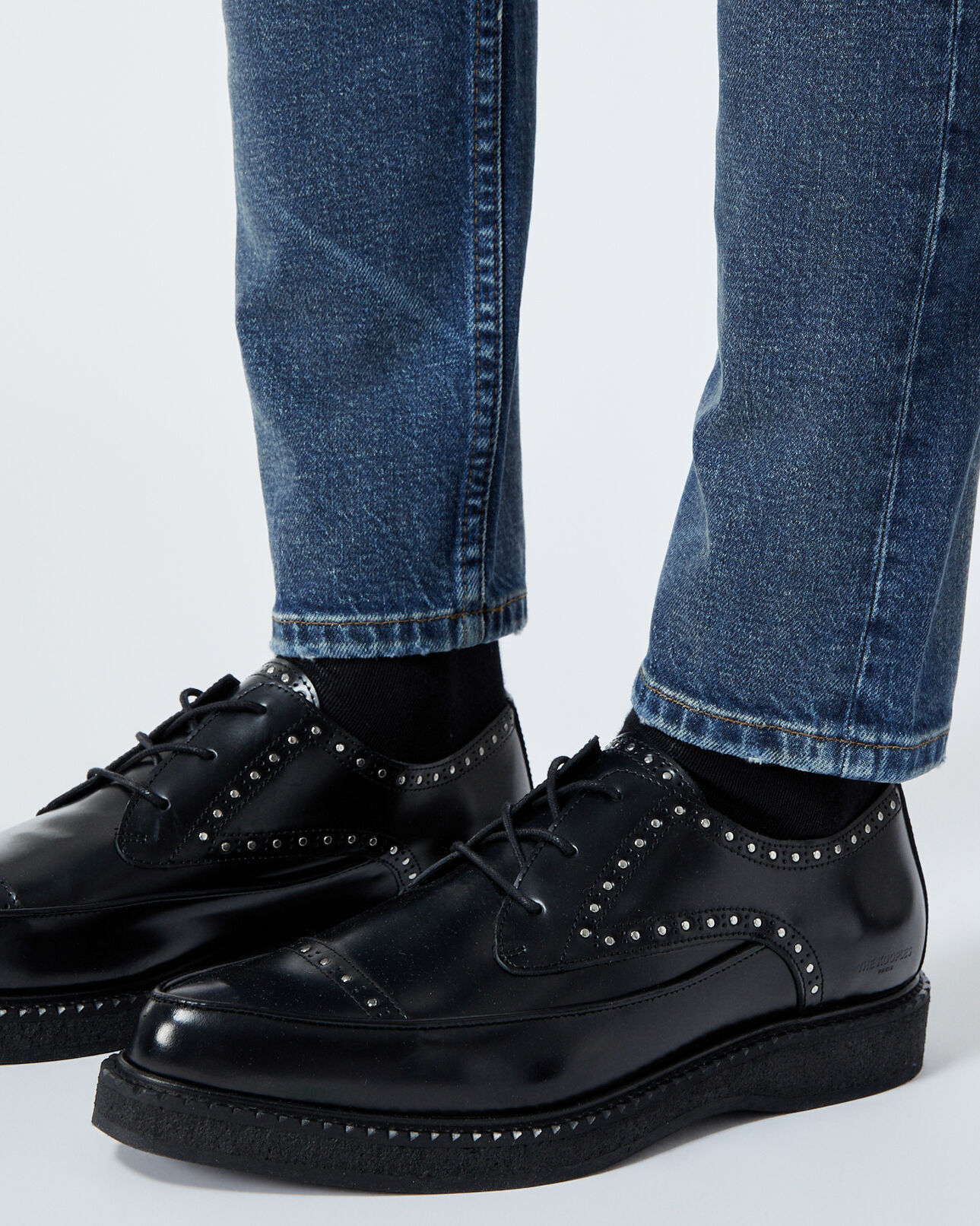 The Kooples HOMME BLACK chaussures noires cuir à détail clouté