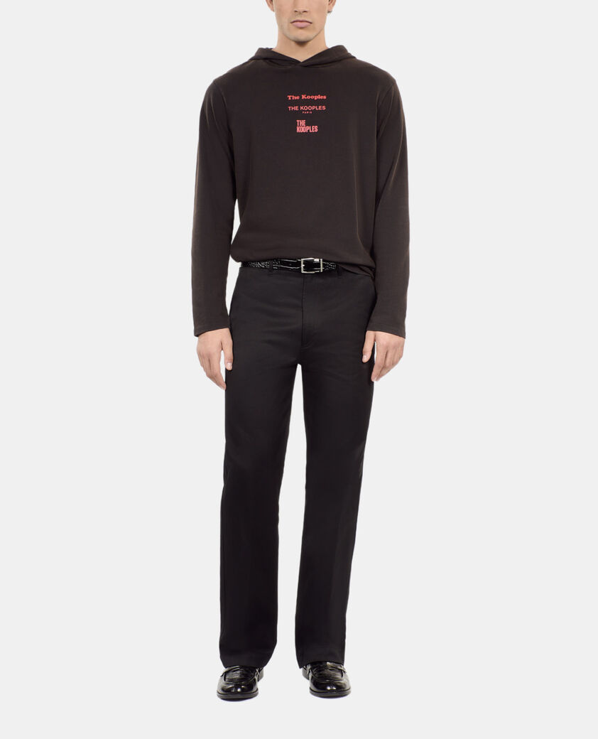 The Kooples HOMME BLACK WASHED t-shirt manches longues avec sérigraphie noir