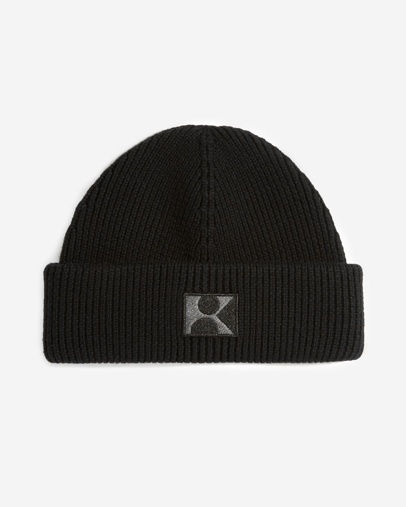 The Kooples UNISEX BLACK wollmütze schwarz gerippt k-monogramm