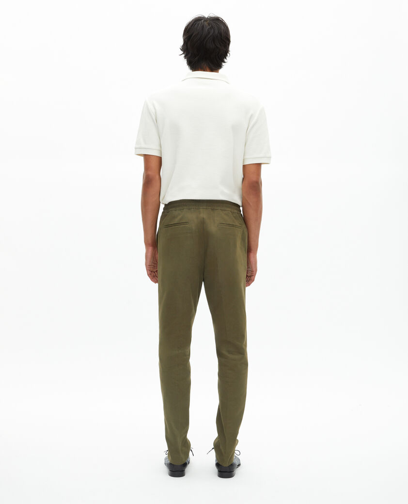The Kooples HOMME KAKI pantalon droit en coton kaki