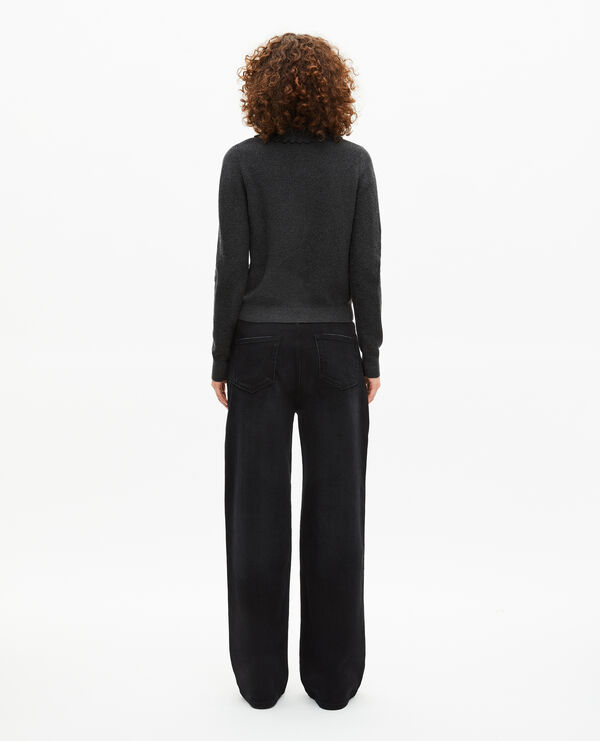 The Kooples FEMME BLACK pull en laine mélangée col claudine anthracite