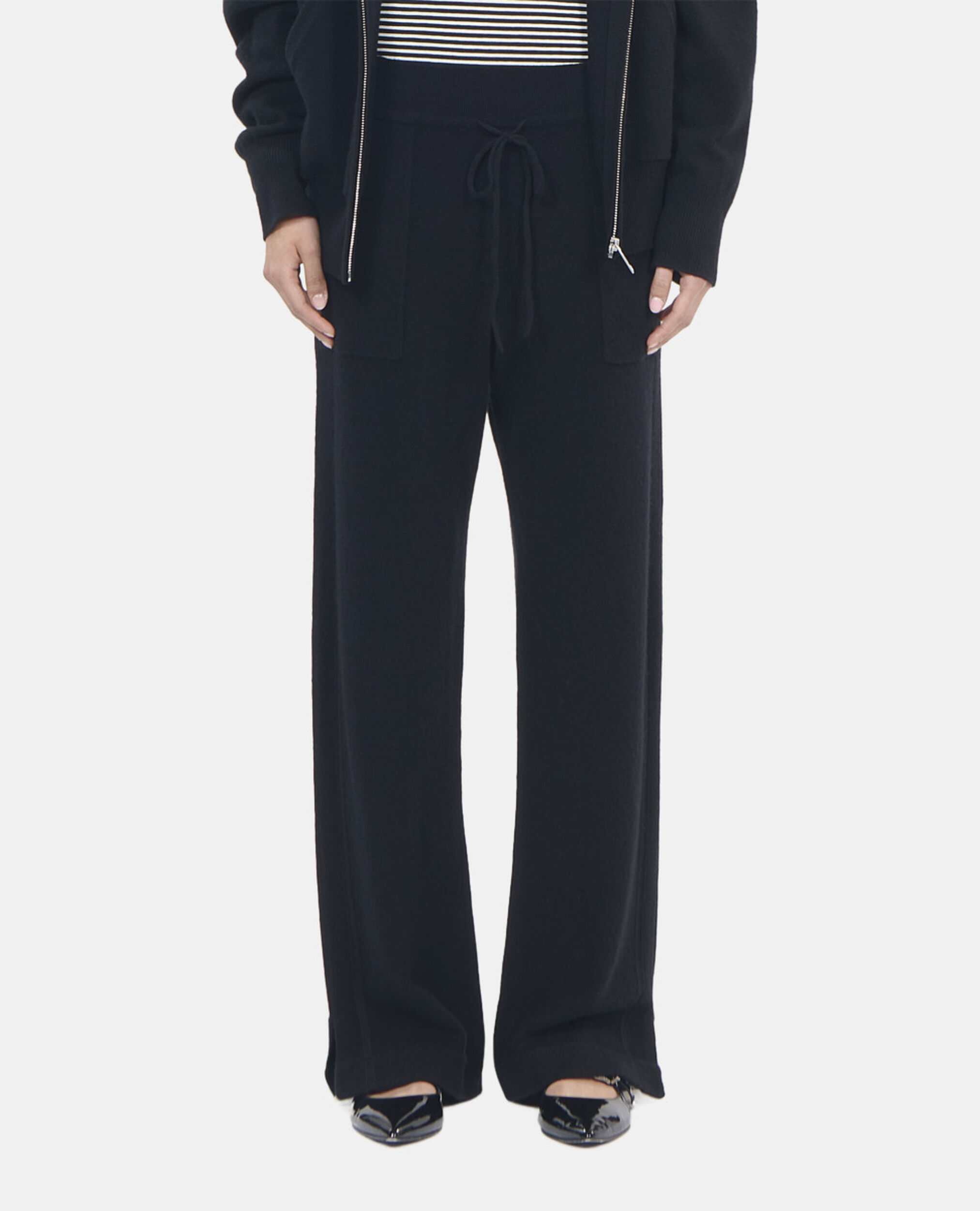 Schwarze Hose aus Kaschmirwolle, BLACK, hi-res image number null