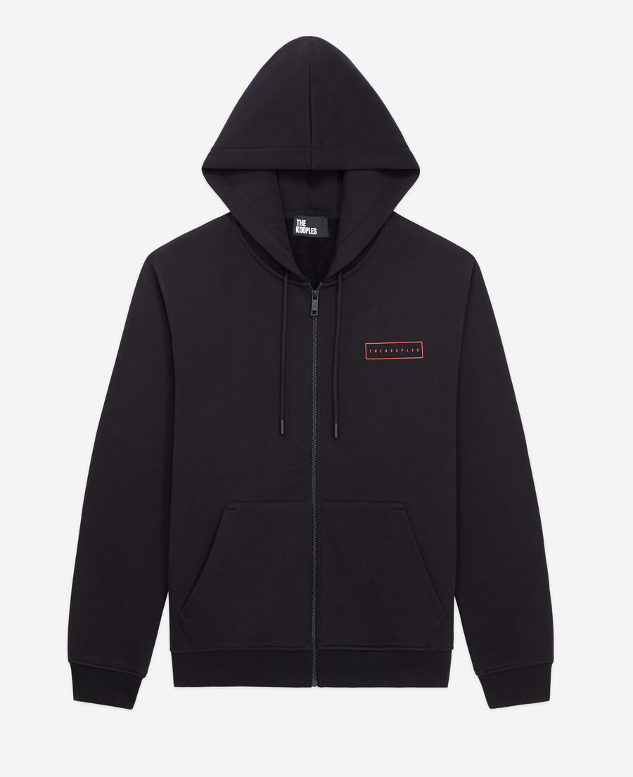 The Kooples HERREN BLACK schwarzes kapuzensweatshirt mit siebdruck x rated