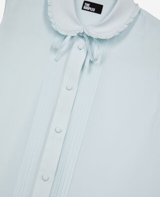 The Kooples FEMME BABY BLUE chemise sans manches en soie bleu clair