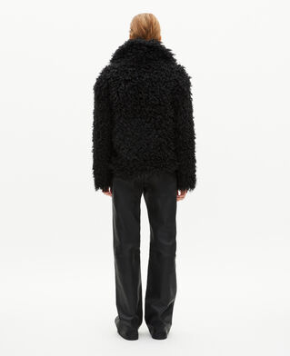 The Kooples WOMEN BLACK short black fur-effect coat
