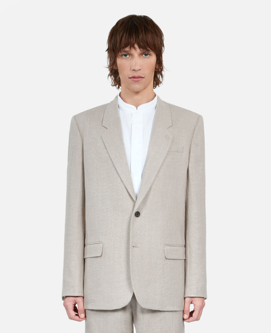 beige linen suit jacket