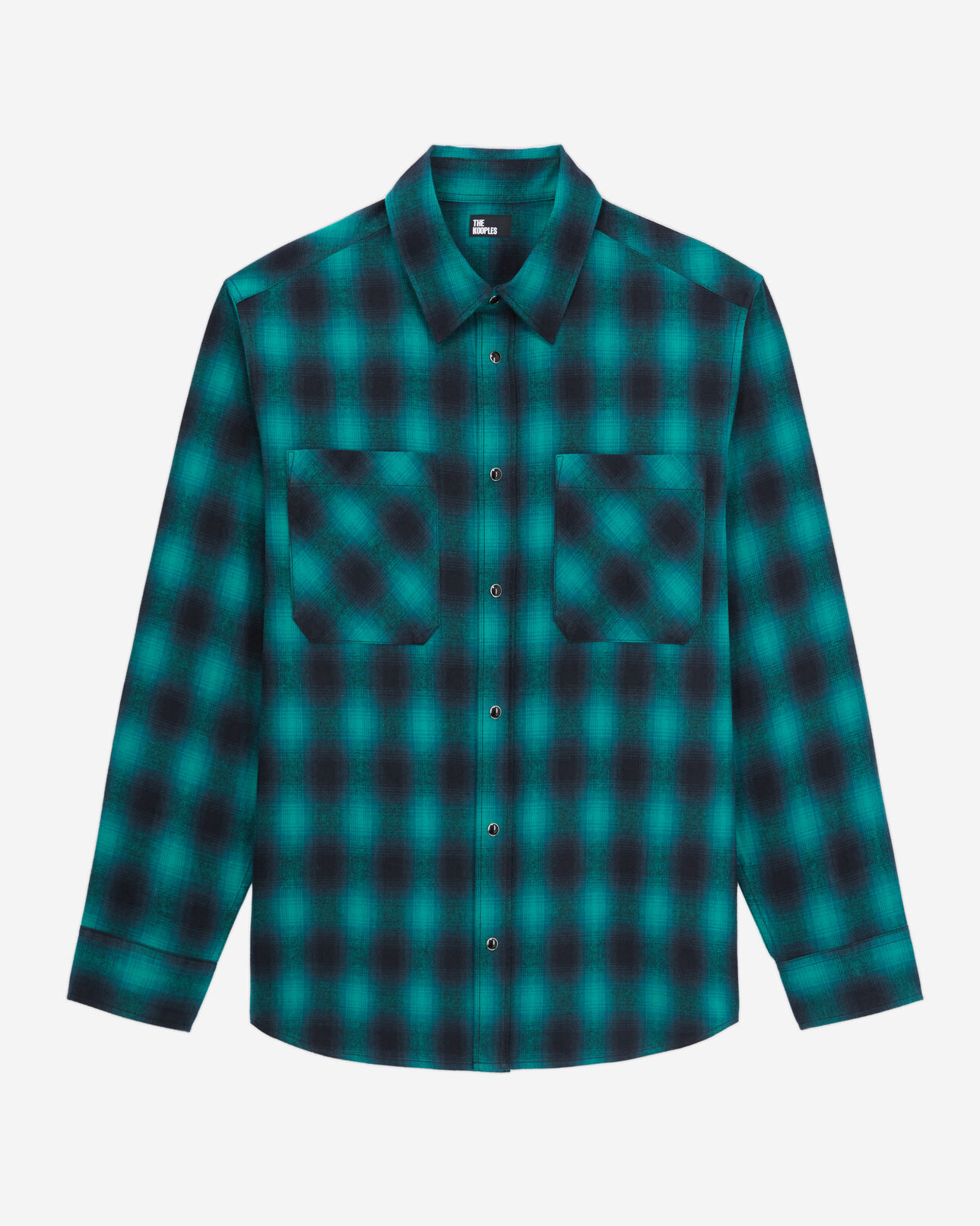 The Kooples HOMME BLACK / GREEN surchemise à carreaux noirs et verts