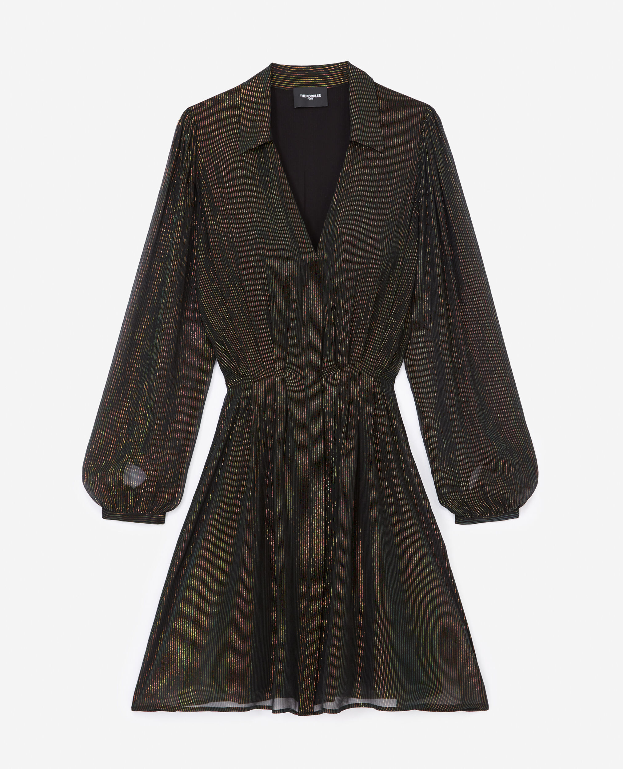 Kurzes Kleid schwarz Streifen grün, BLACK, hi-res image number null
