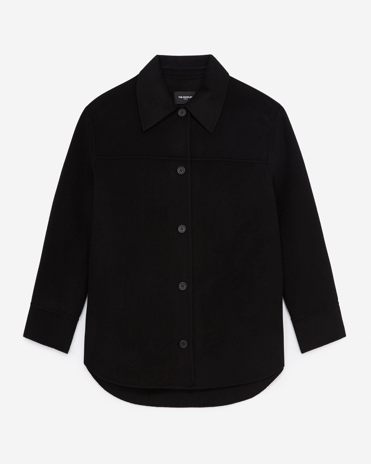 The Kooples WOMEN BLACK overshirt-style black wool jacket