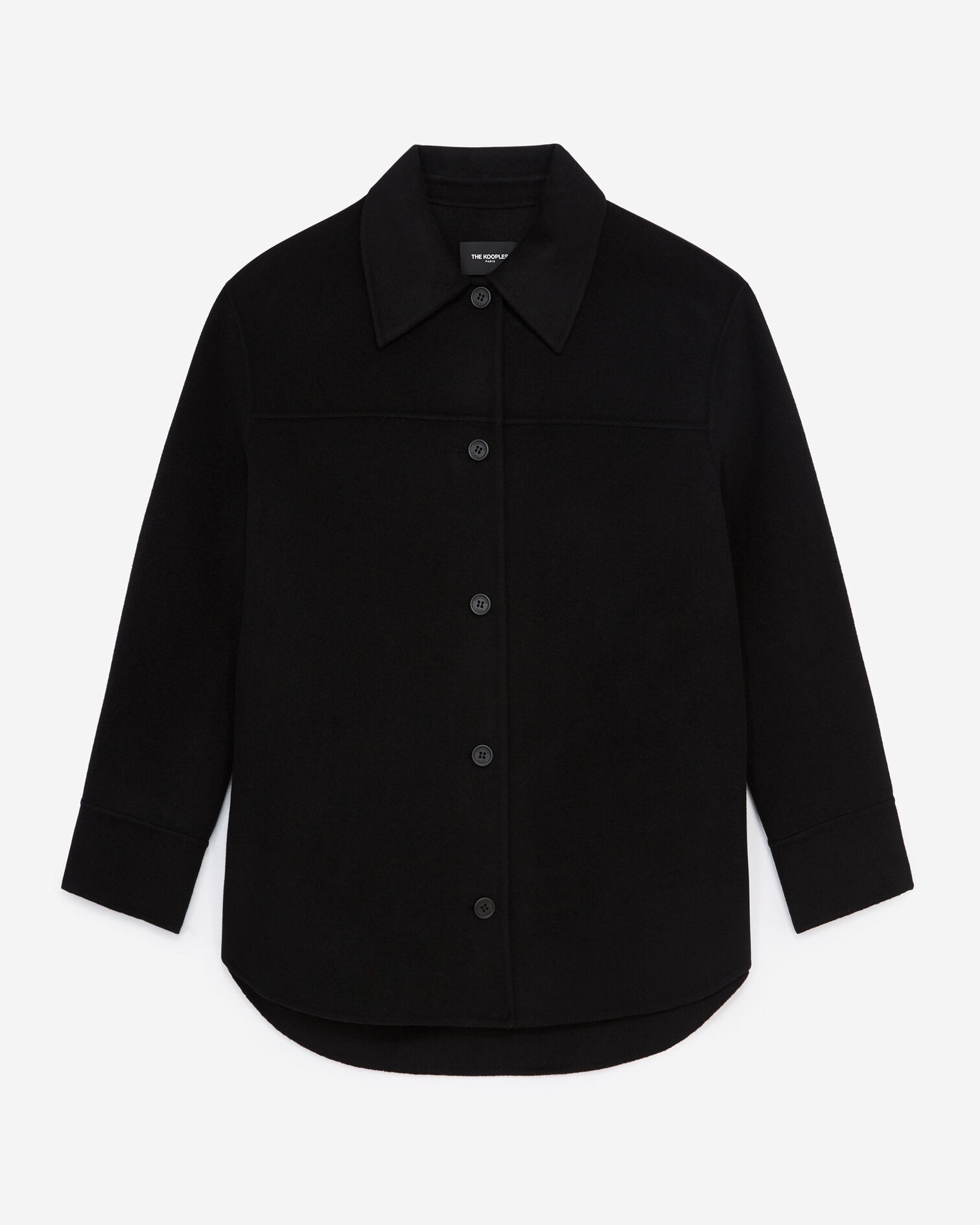Overshirt-style black wool jacket, BLACK, hi-res image number null