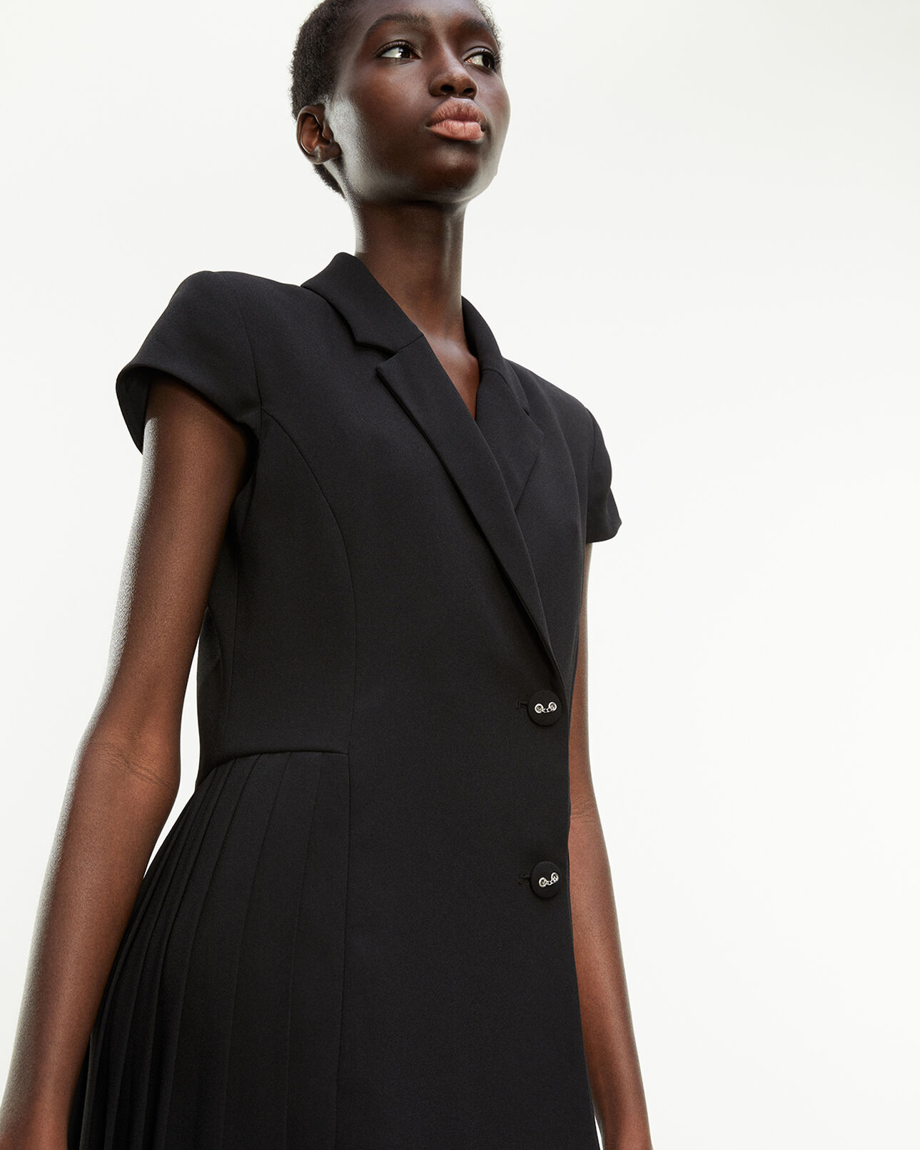 The Kooples WOMEN BLACK sleeveless short black dress with buttons