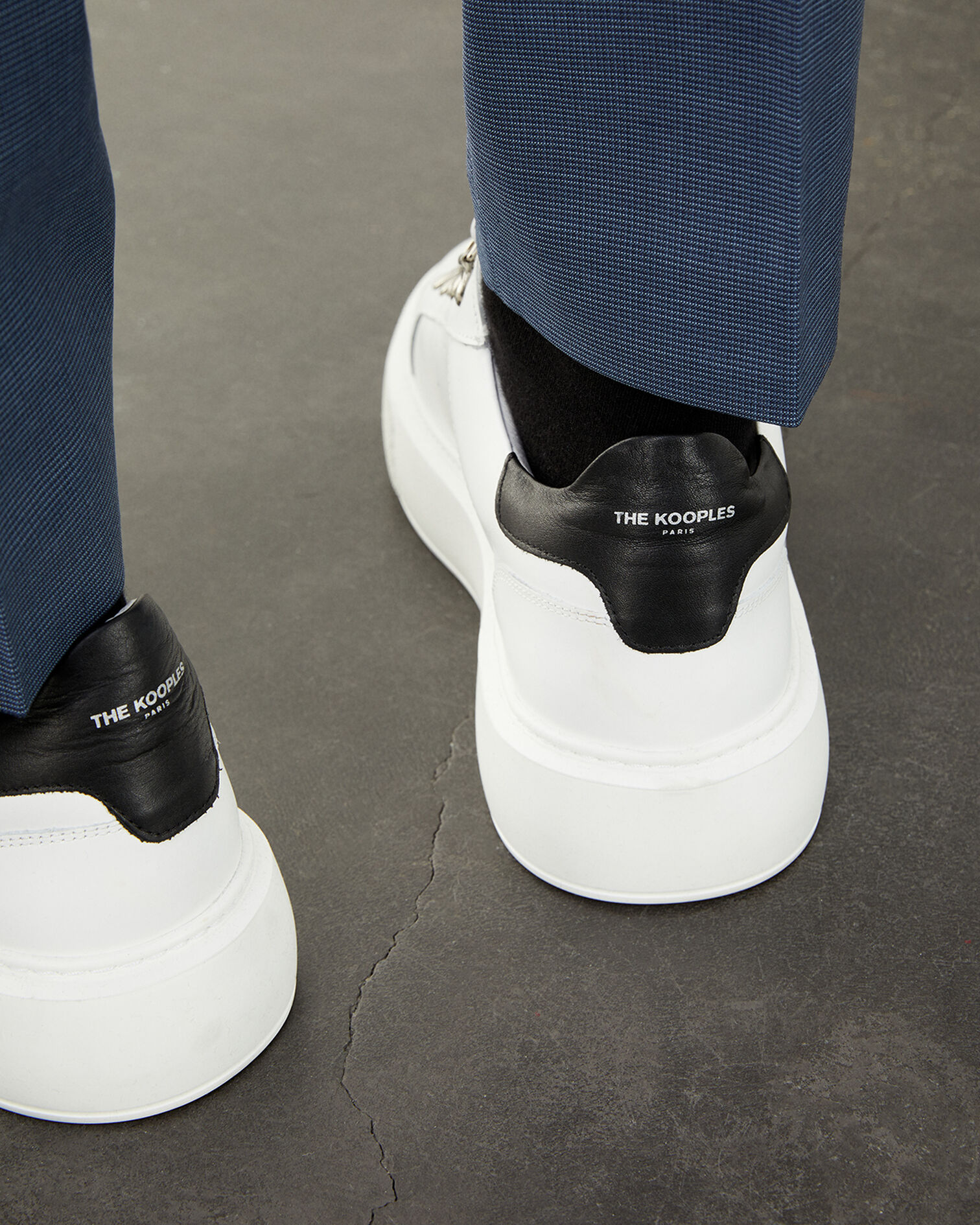 Wedge white sneakers in leather with eyelets, WHITE, hi-res image number null