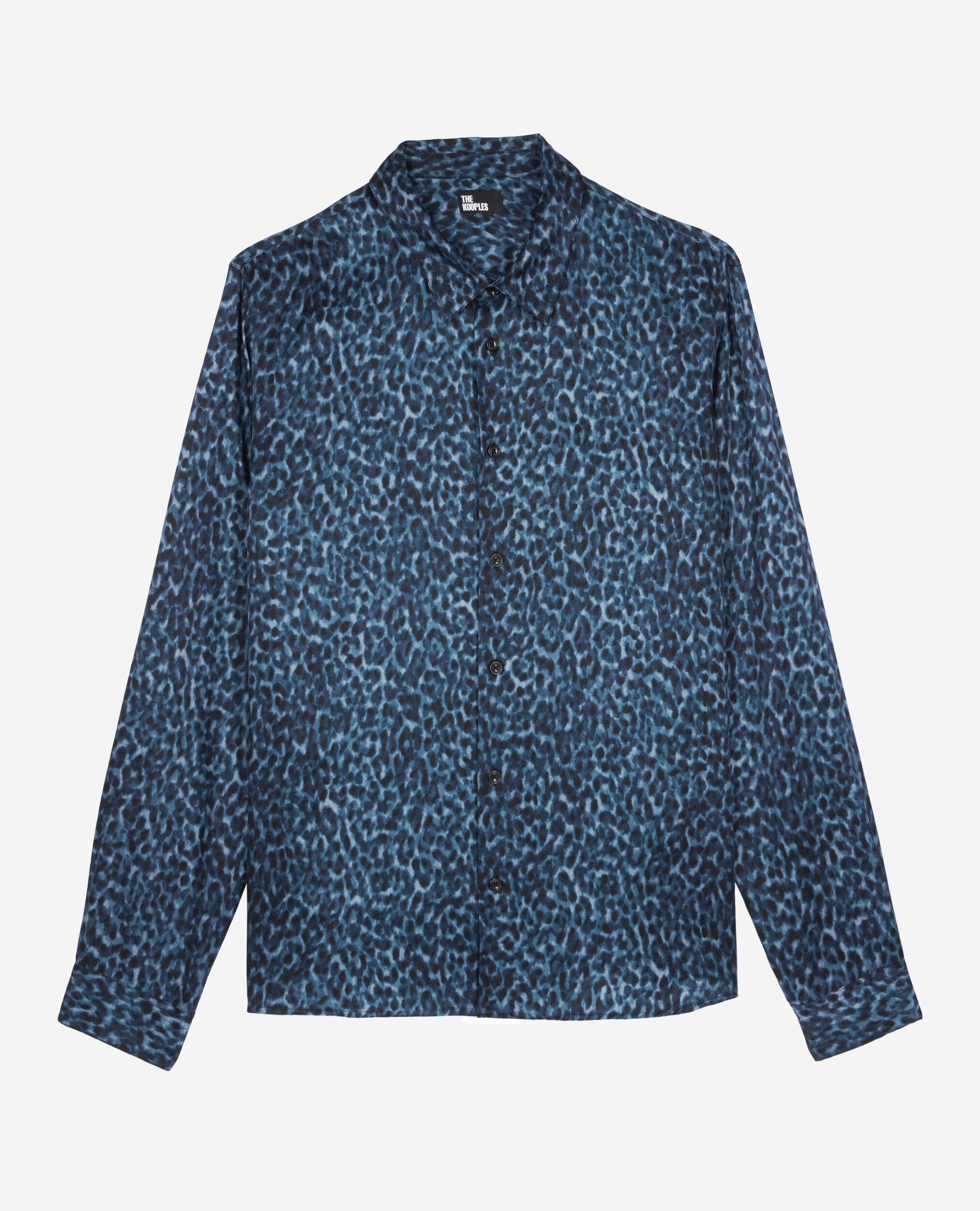 Leopard print silk blend shirt , BLUE, hi-res image number null