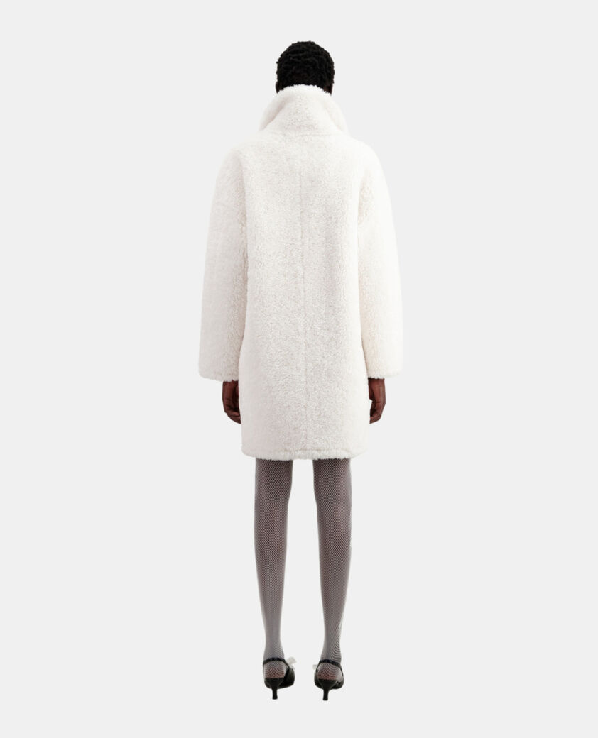 The Kooples WOMEN ECRU long ecru faux fur coat