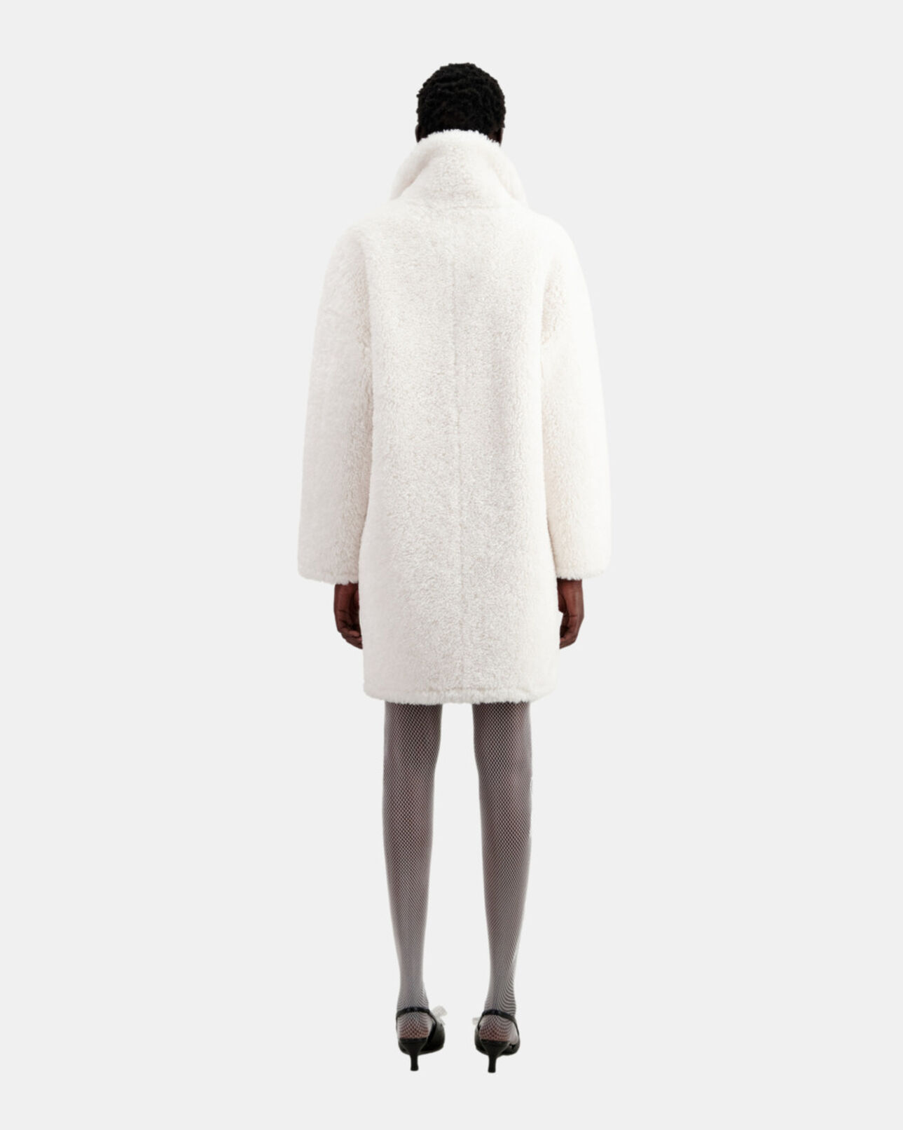 The Kooples WOMEN ECRU long ecru faux fur coat