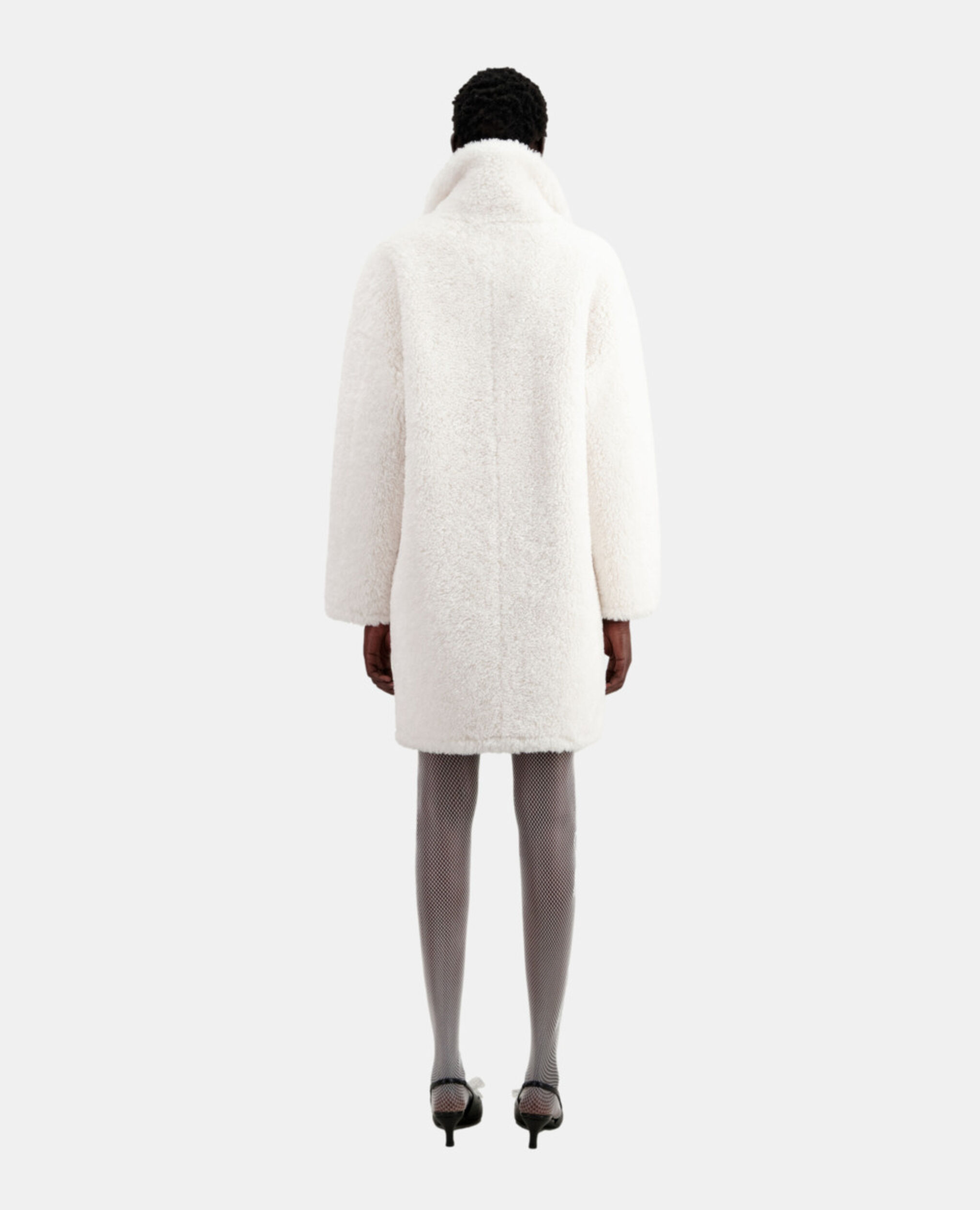 Long ecru faux fur coat, ECRU, hi-res image number null