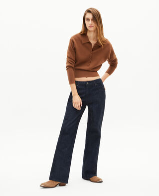 The Kooples FEMME CAMEL pull col polo en laine mérinos mélangée camel