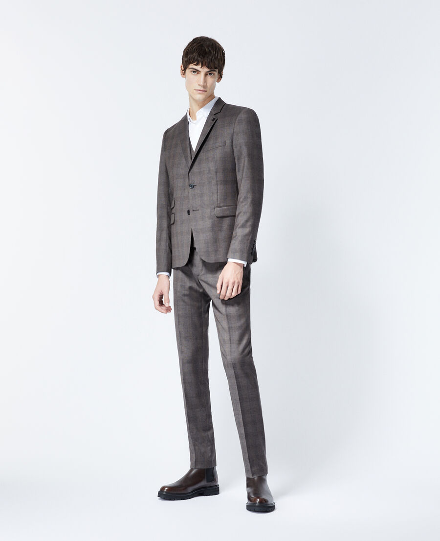 grey wool check suit trousers
