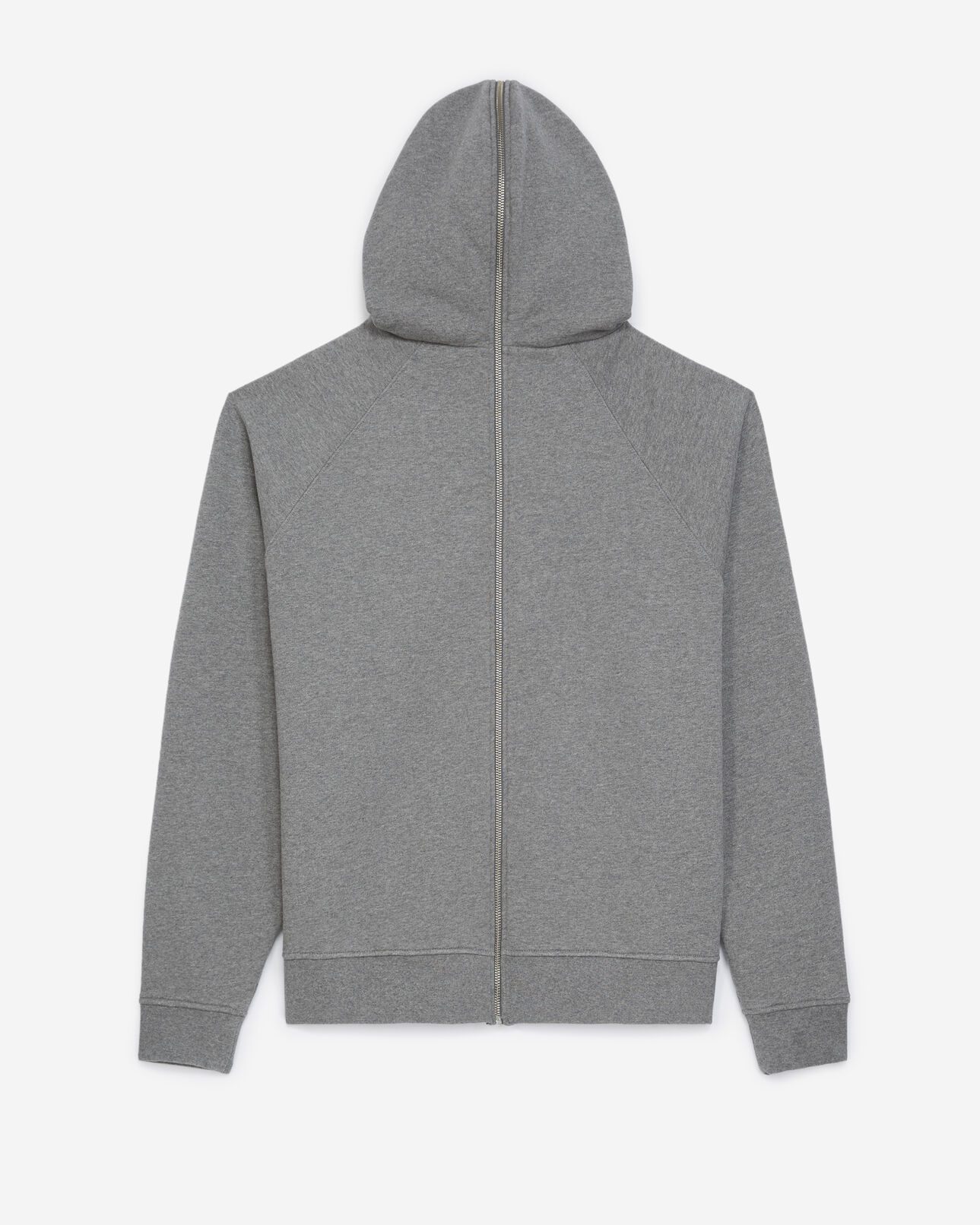 The Kooples HOMME GREY MELANGE sweat coton gris chiné capuche et logo