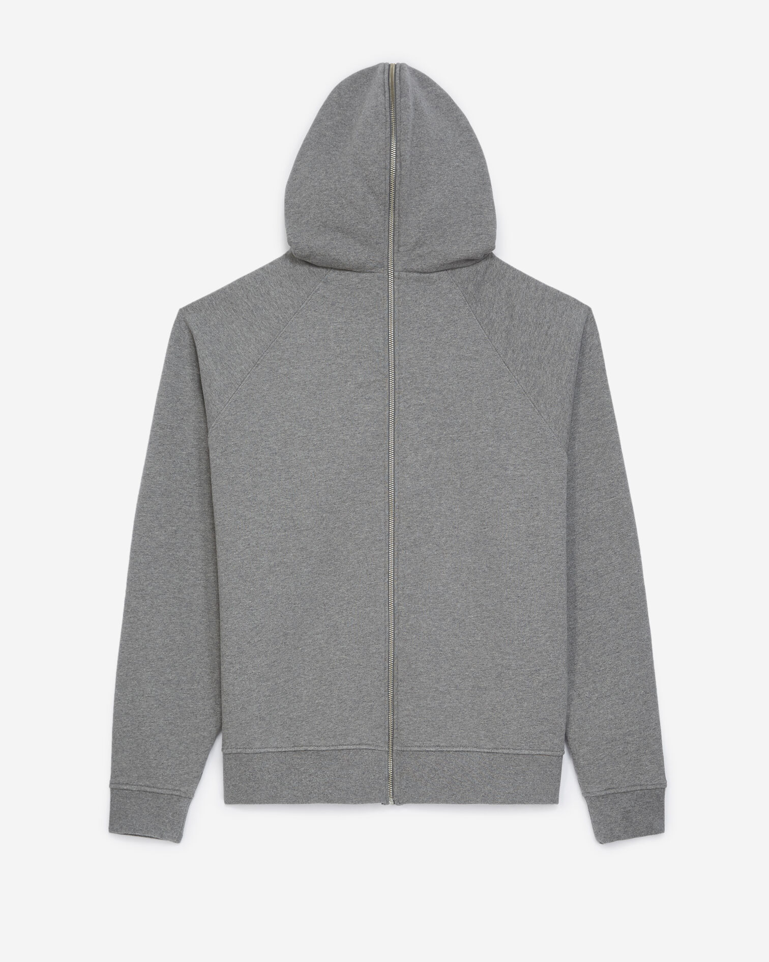 Sweat coton gris chiné capuche et logo, GREY MELANGE, hi-res image number null