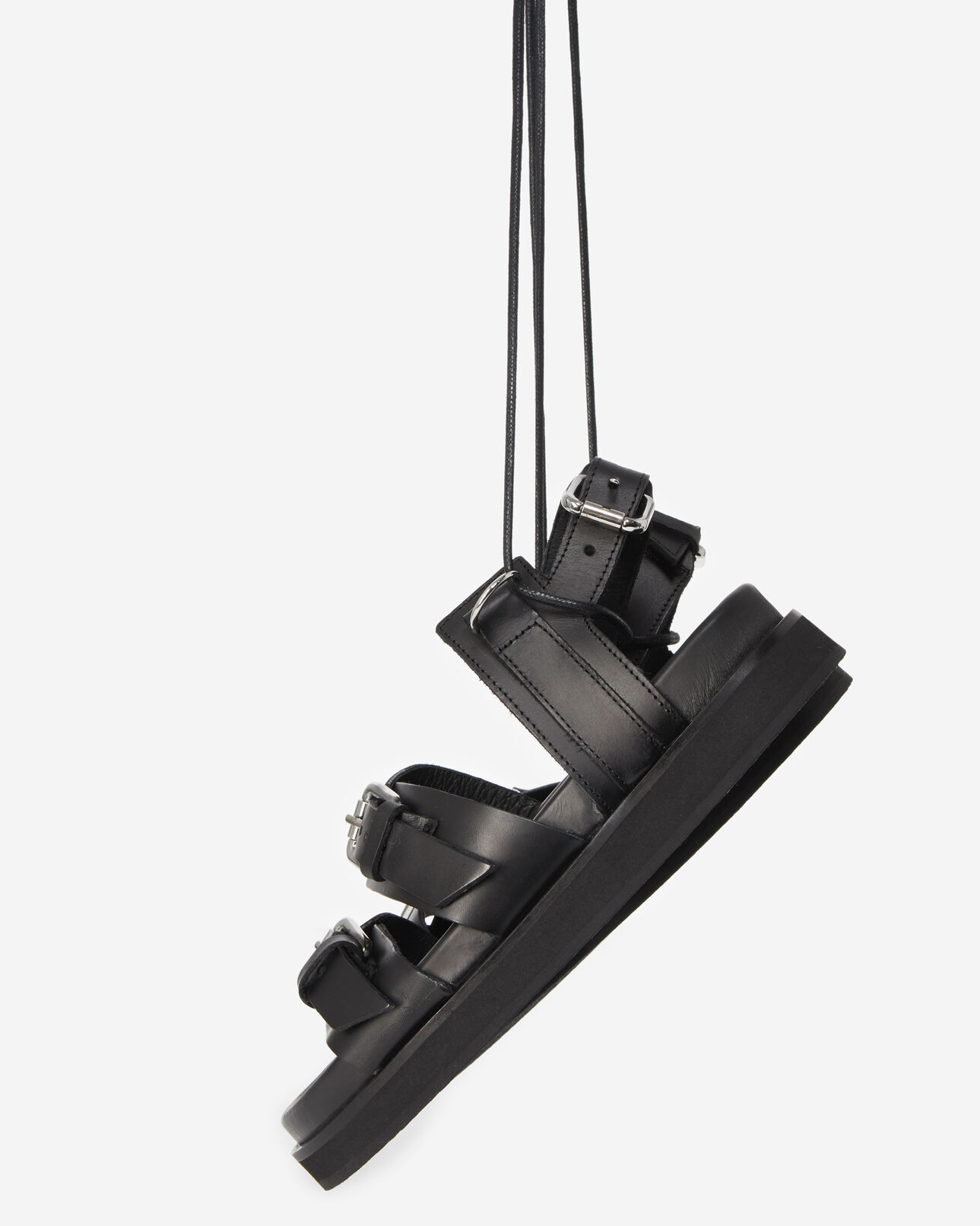 The Kooples DAMEN BLACK schwarze sandalen keilabsatz riemen