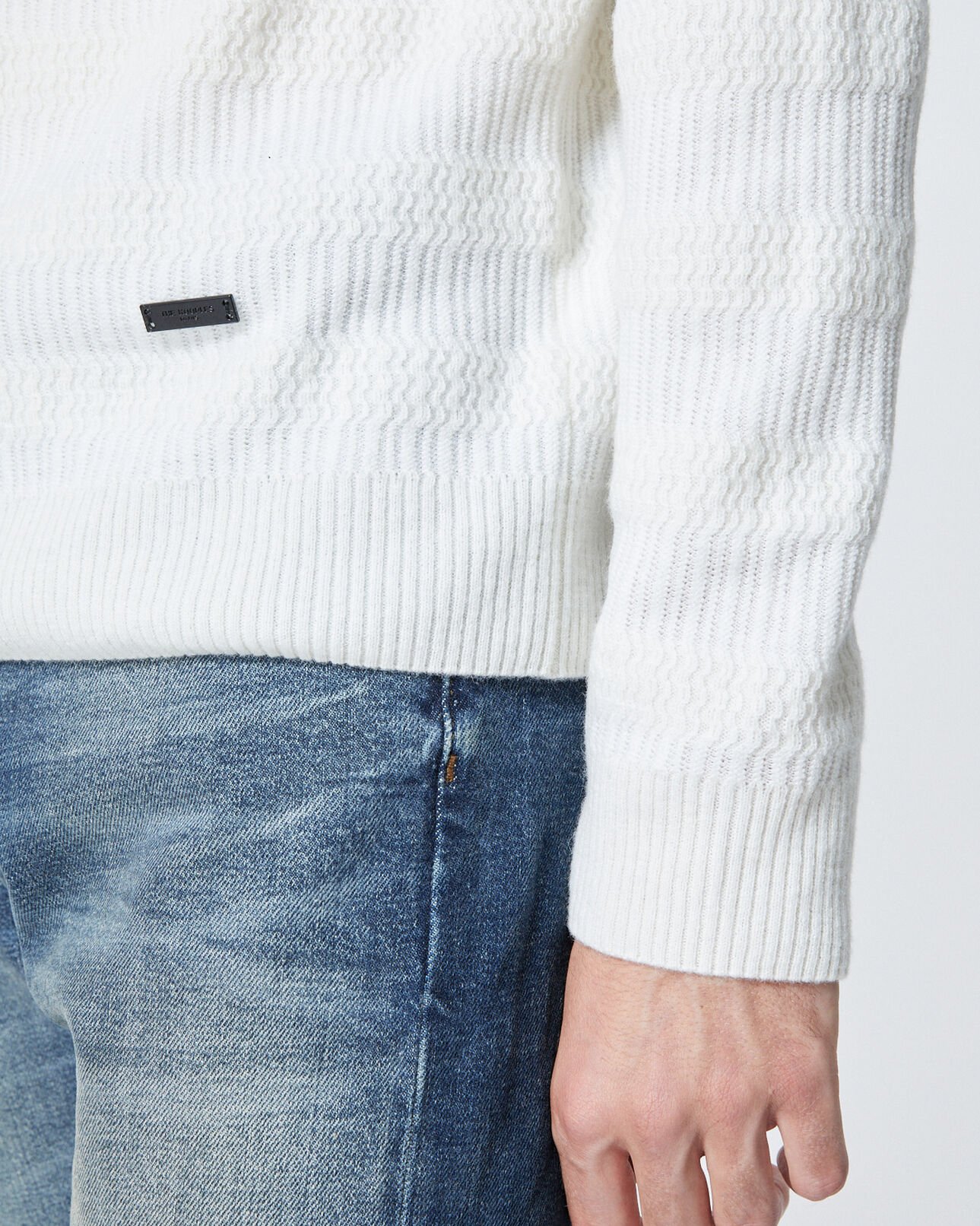 The Kooples HOMME OFF WHITE pull col rond écru laine