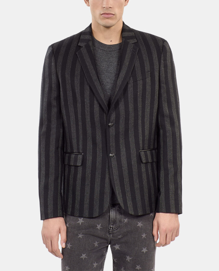 The Kooples HERREN BLACK GREY blazer aus wolle mit streifen