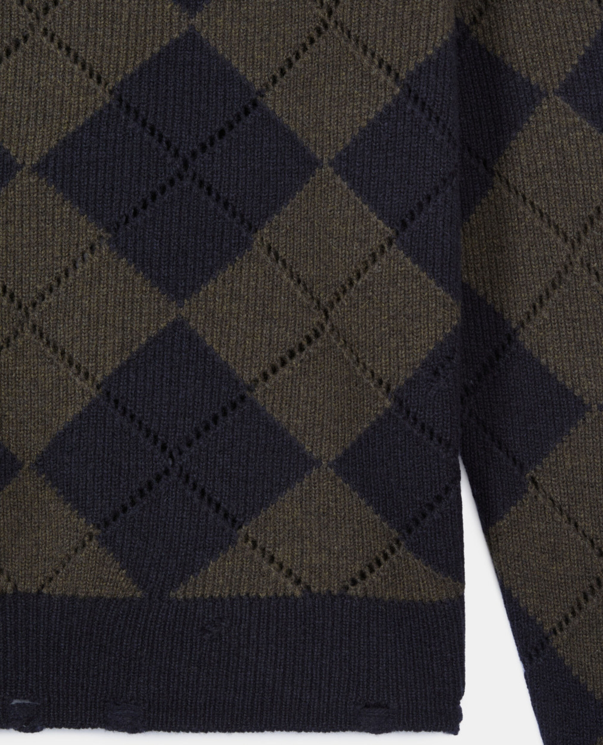 Black and khaki diamond sweater, GREEN NAVY, hi-res image number null