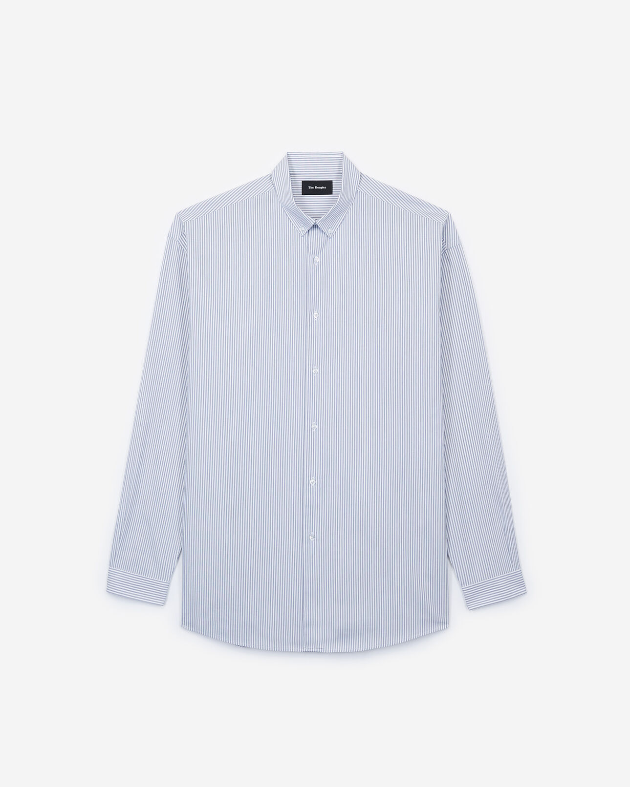 The Kooples HOMME BLACK WHITE chemise oversized coton rayée bleue et blanche