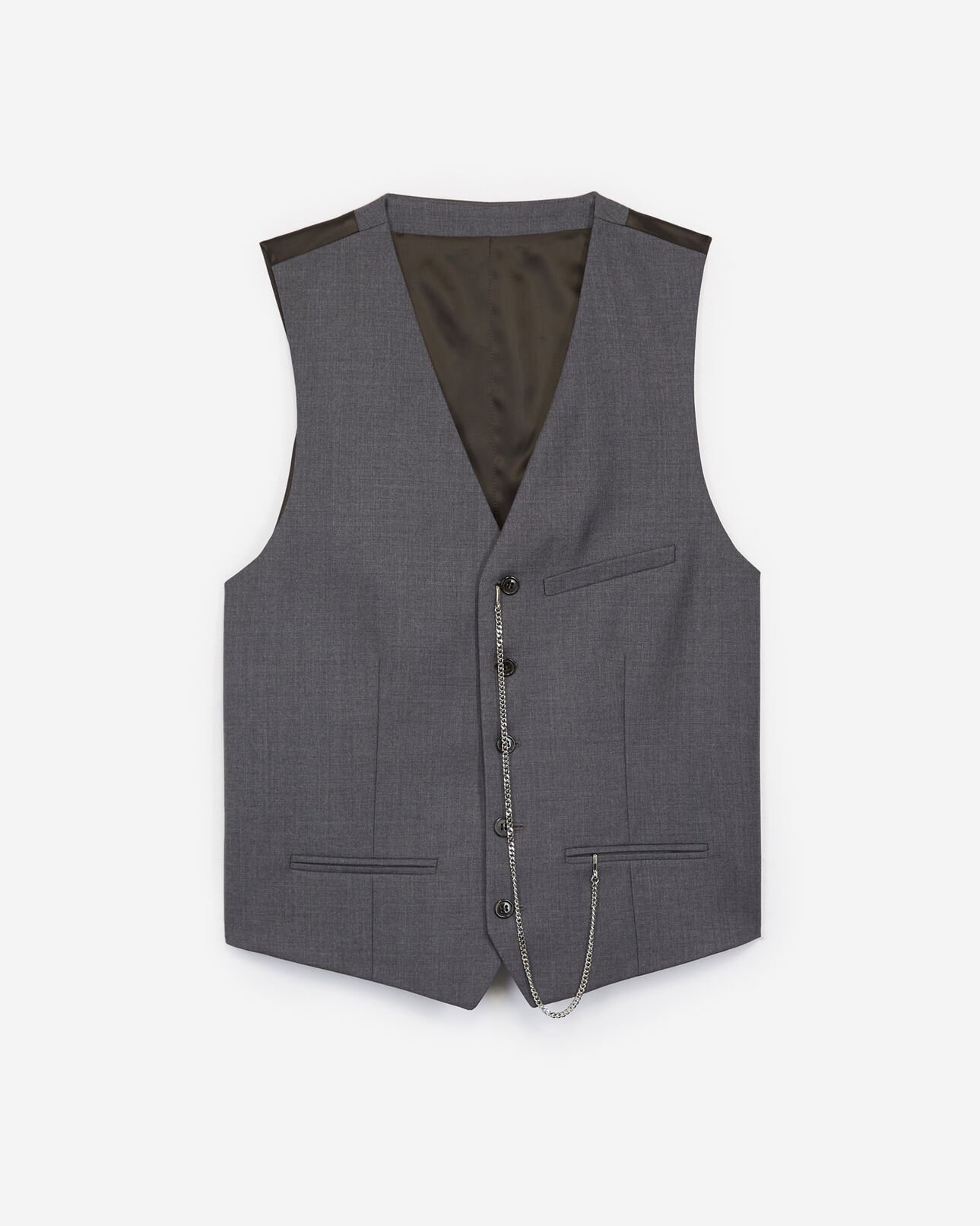 The Kooples MEN GREY buttoned light grey waistcoat in wool