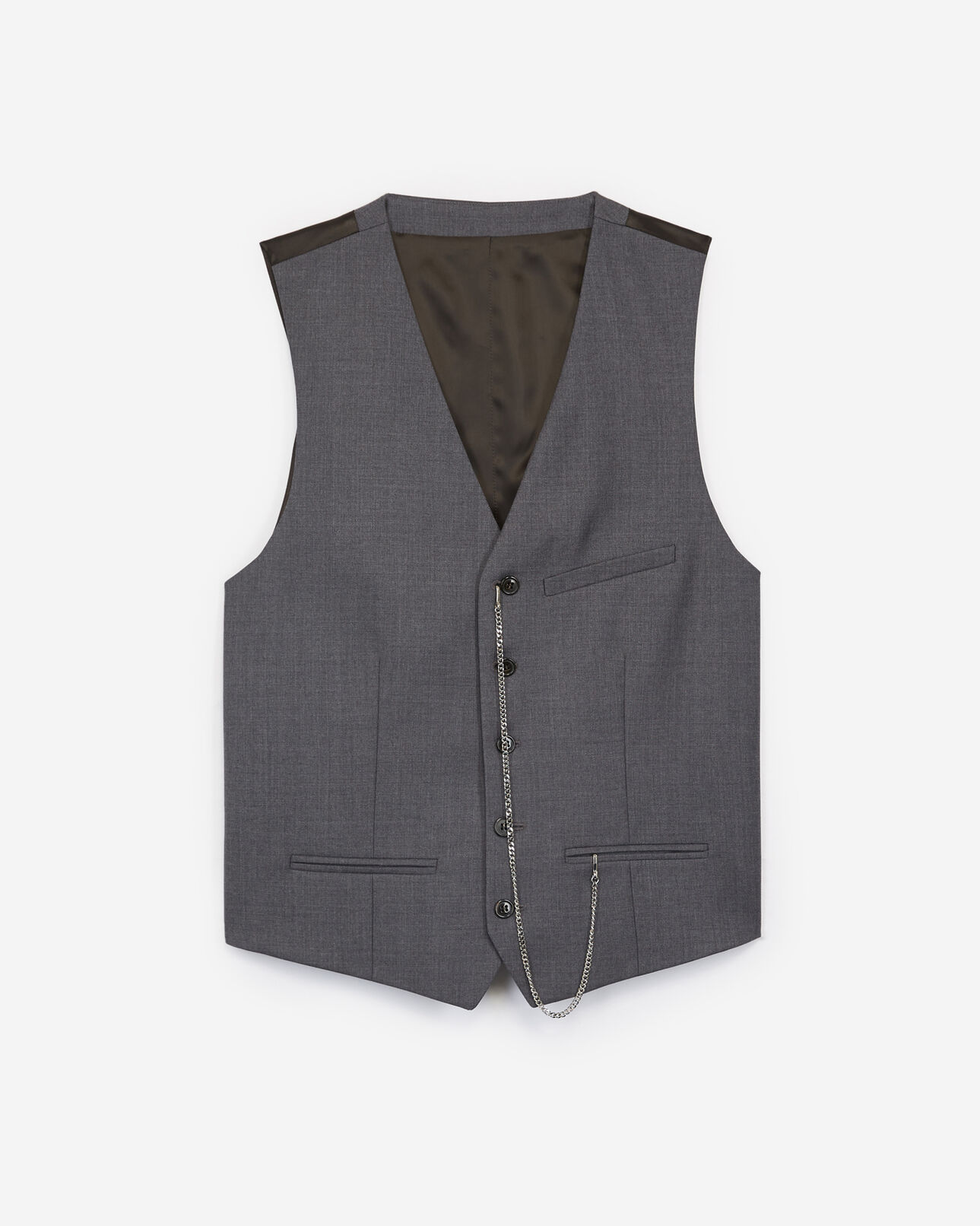 The Kooples MEN GREY buttoned light grey waistcoat in wool